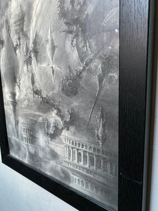 City at the End of the Clouds - Original Art - 16x11in graphite on paper