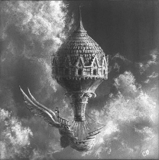 Among the Clouds - 6x6in graphite on panel