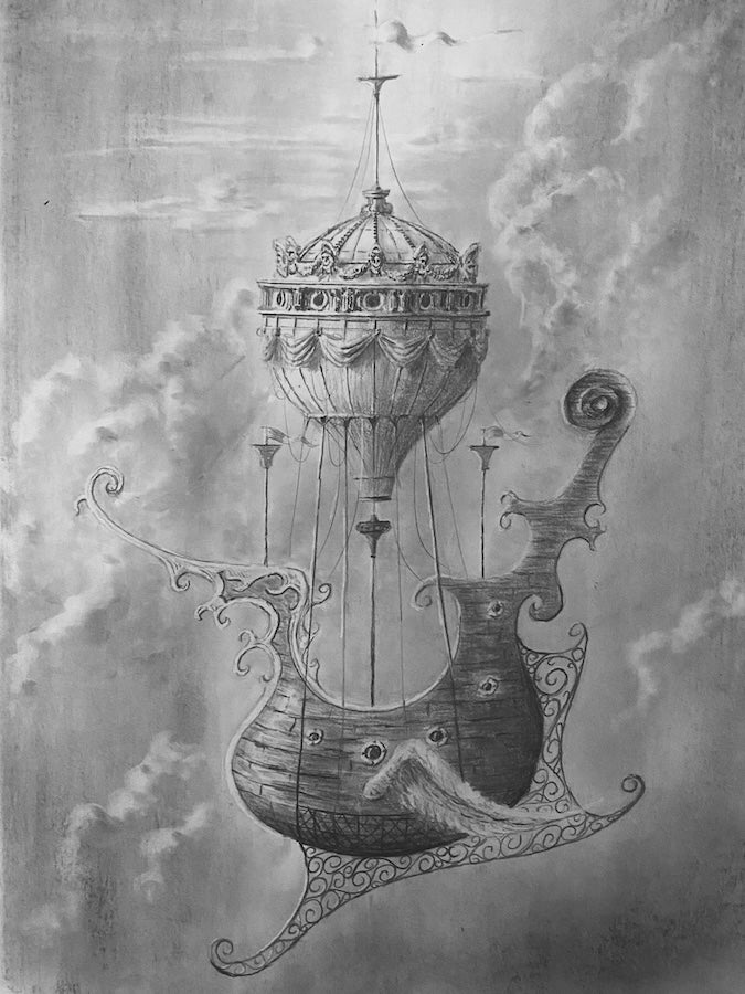 Dream Ship No. 2 - Original Art - 16x11in graphite on paper