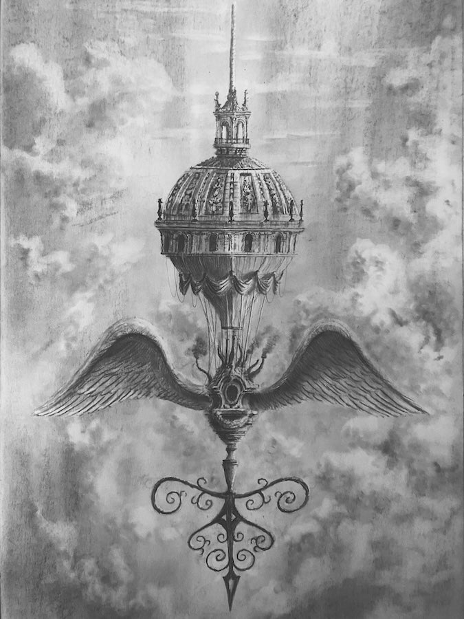 Dream Ship No. 3 - Original Art - 16x11in graphite on paper