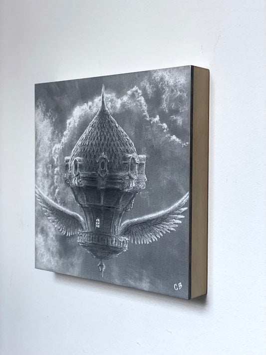 Sky Hideaway - 6x6in graphite on panel